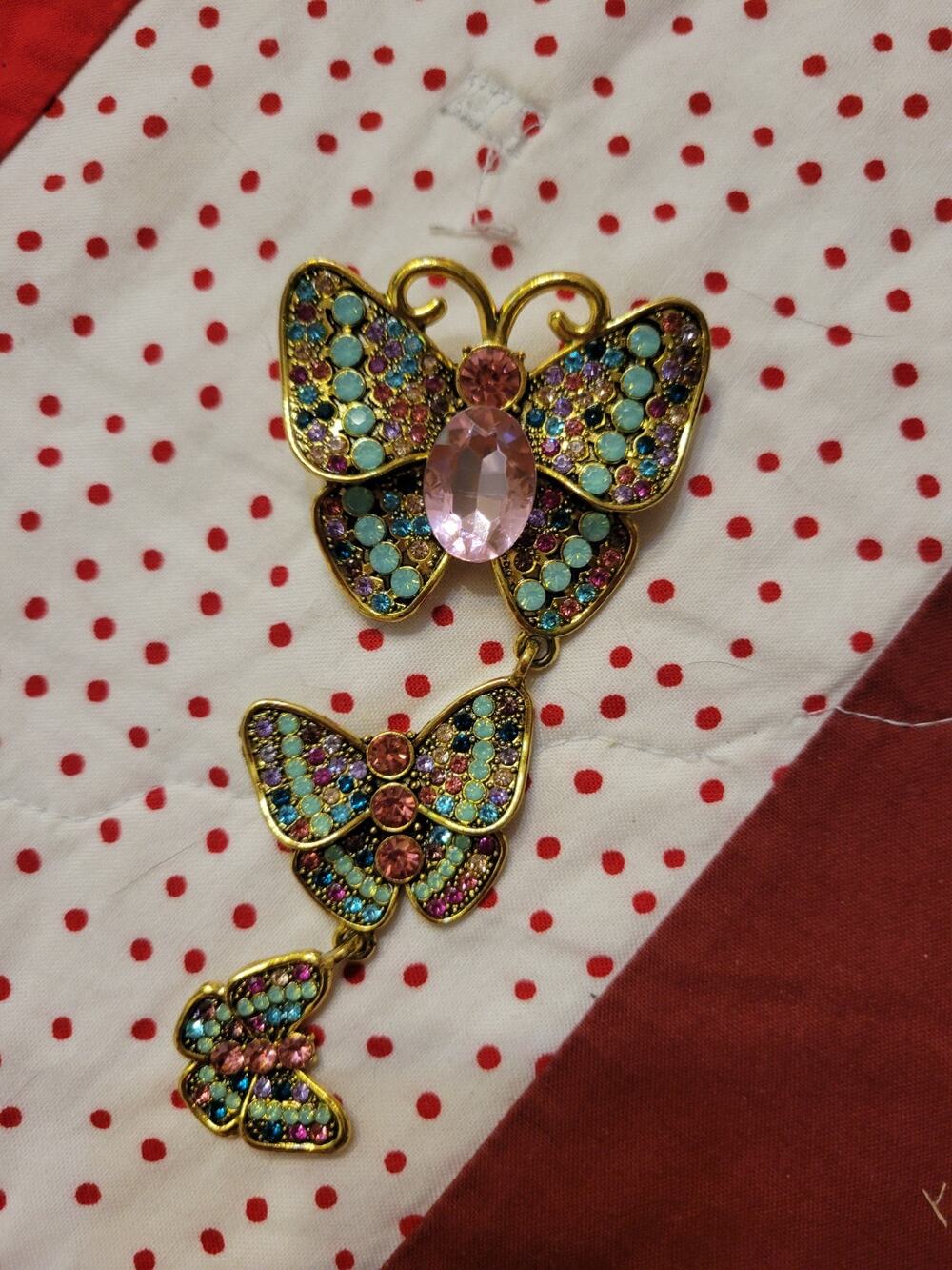 Brooch Beautiful Big Multicolor Rhinestone Butterfly Brooch Jewelry Drop 3